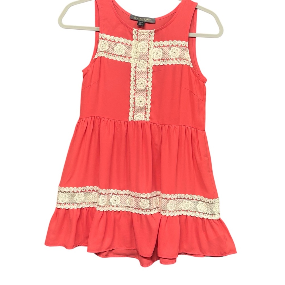 finn & clover Coral Sleeveless Top with Cream Lace Woman’s XS